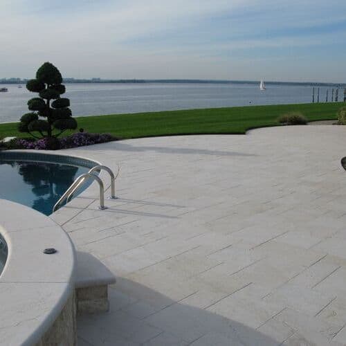 Natural stone marble pavers and coping